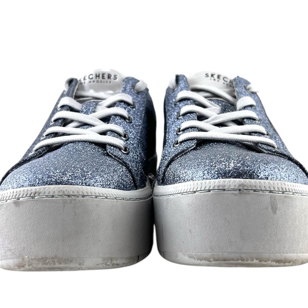 Skechers Plateau Glitter Platform Wedge Lace Up Sneakers - Picture 14 of 14